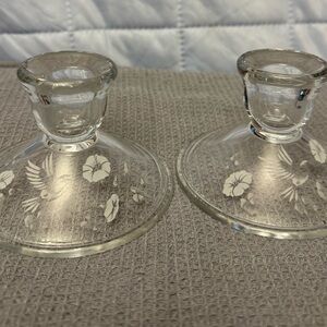 Vintage Avon Hummingbird 24% lead crystal candle holders Set of 2